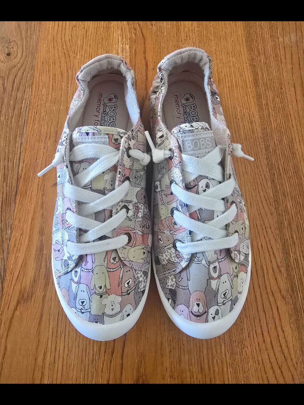 Bobs from Skechers Pastel Multi Dog Print Slip On Sneakers-Size 10